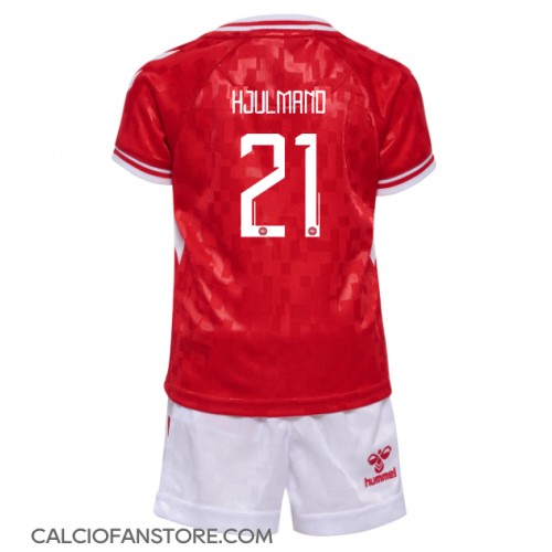 Maglia Calcio Danimarca Morten Hjulmand #21 Prima Divisa Bambino Europei 2024 Manica Corta (+ pantaloncini)